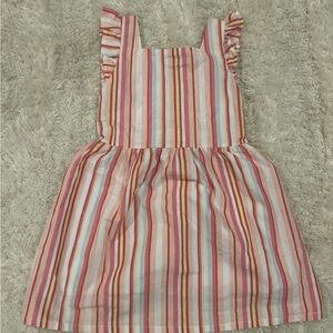 Girls Pastel Striped Sleeveless Dress with Ruffle Straps 6X
